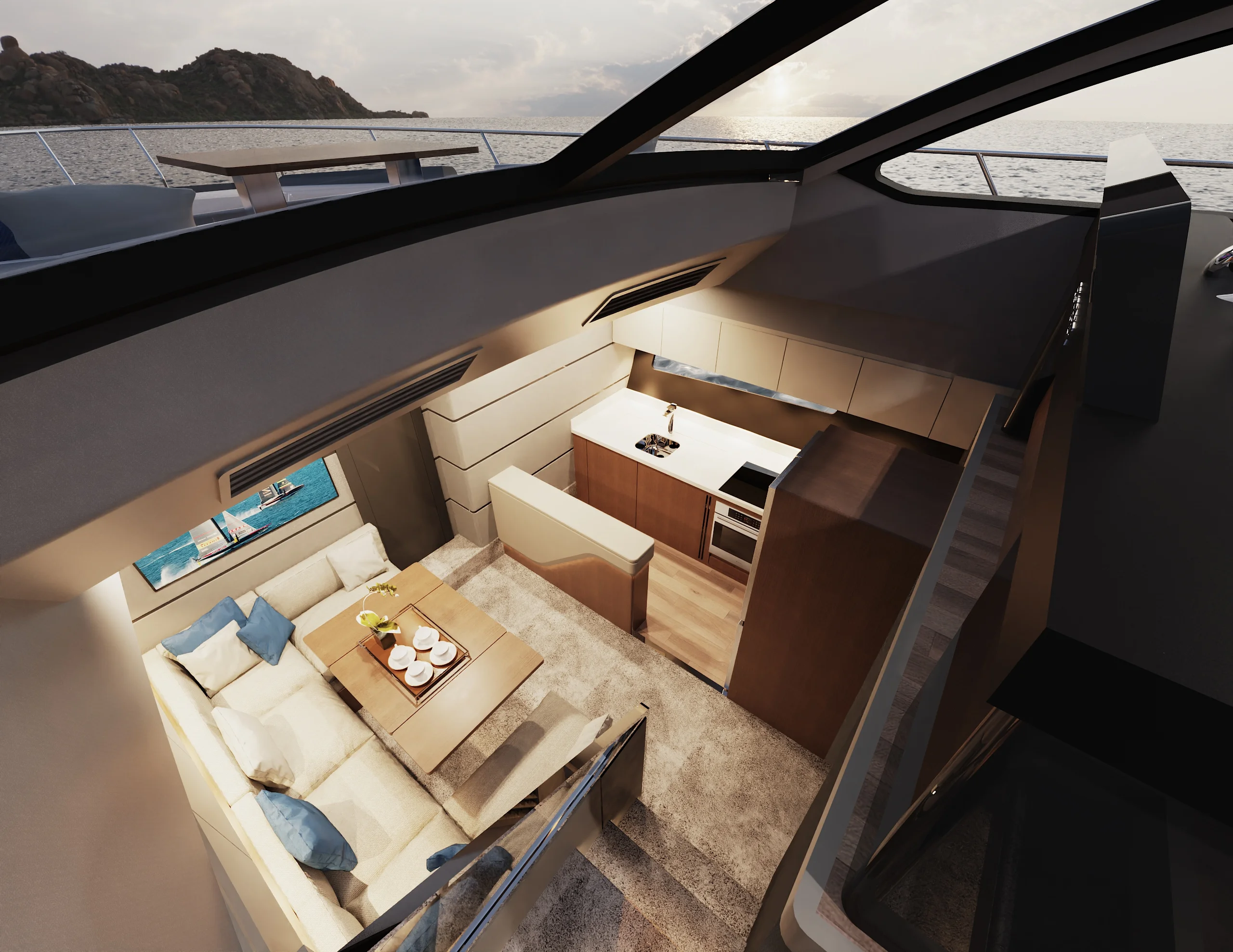 Rendering of the Schaefer 26M saloon looking forward