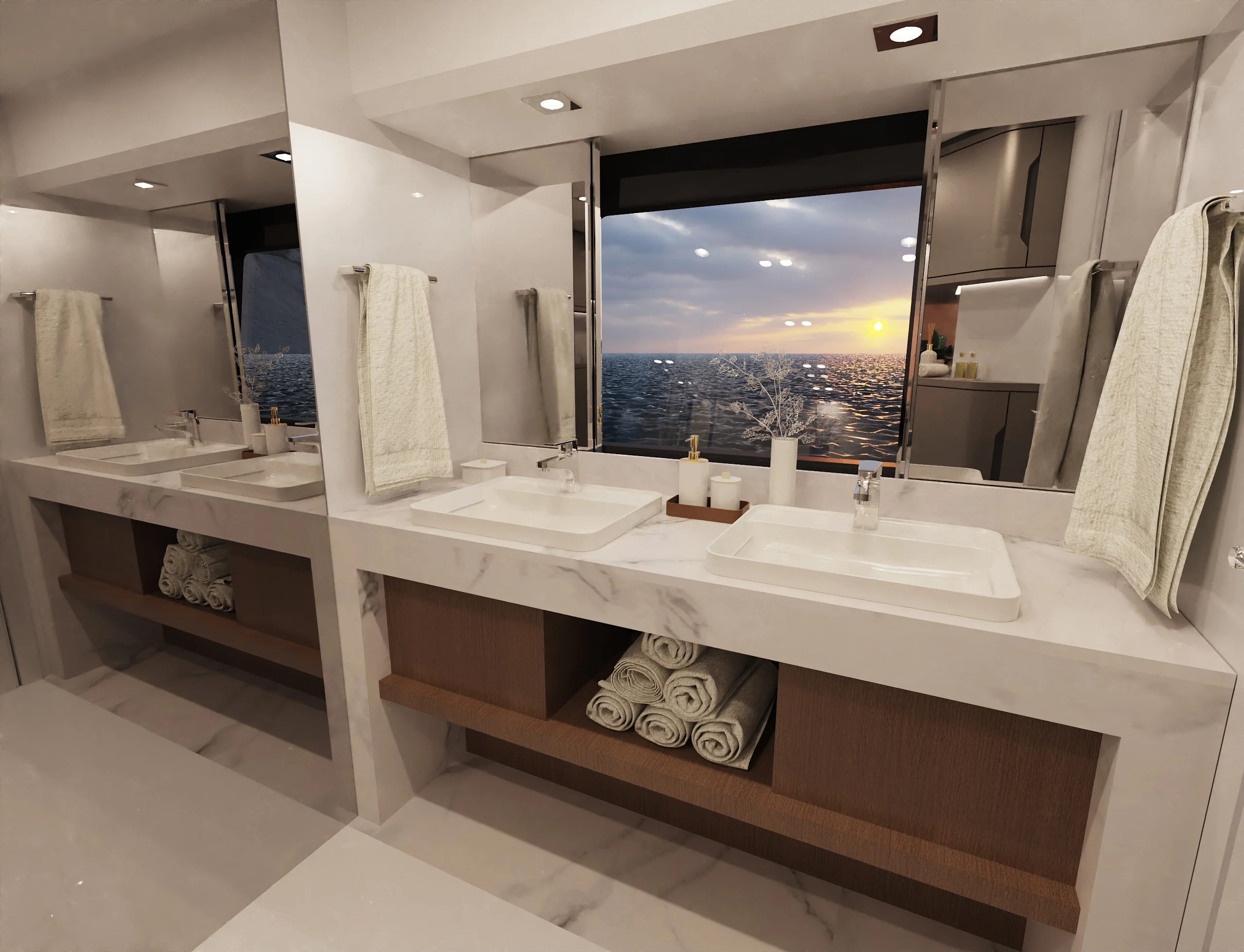 Rendering of a bathroom on the Schaefer 26M