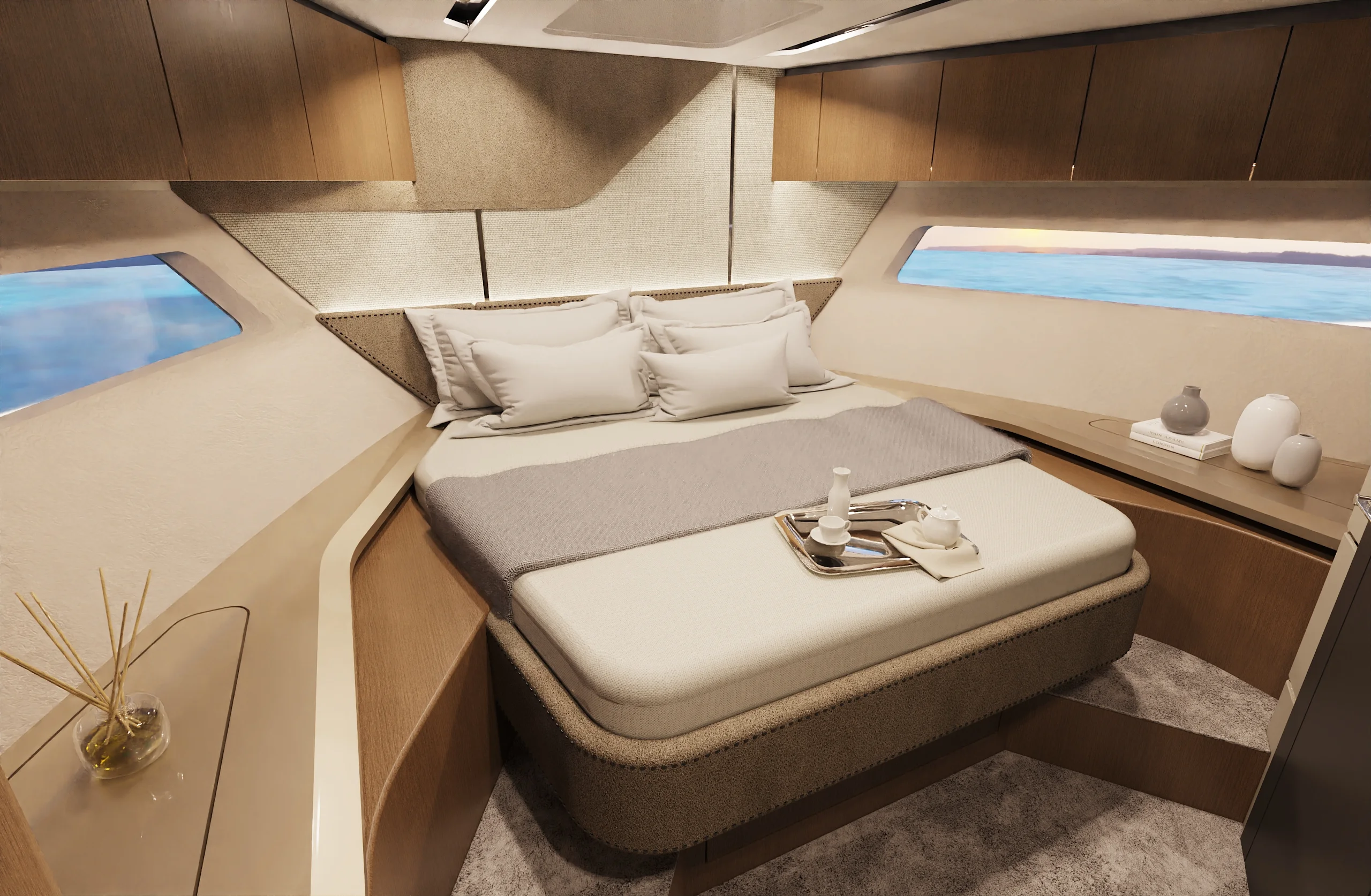 Rendering of a guest cabin on the Schaefer 26M