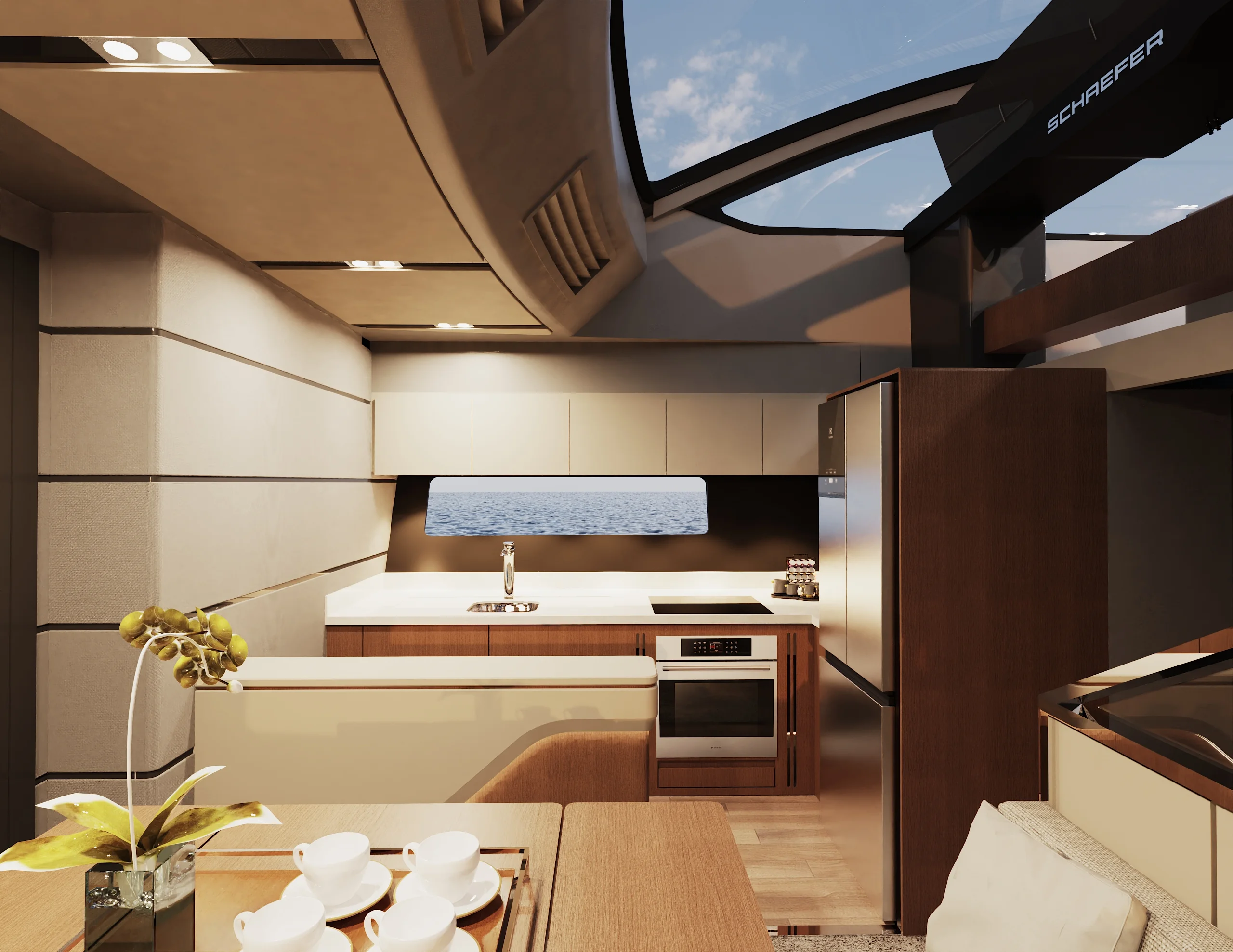 Rendering of the galley on the Schaefer 26M