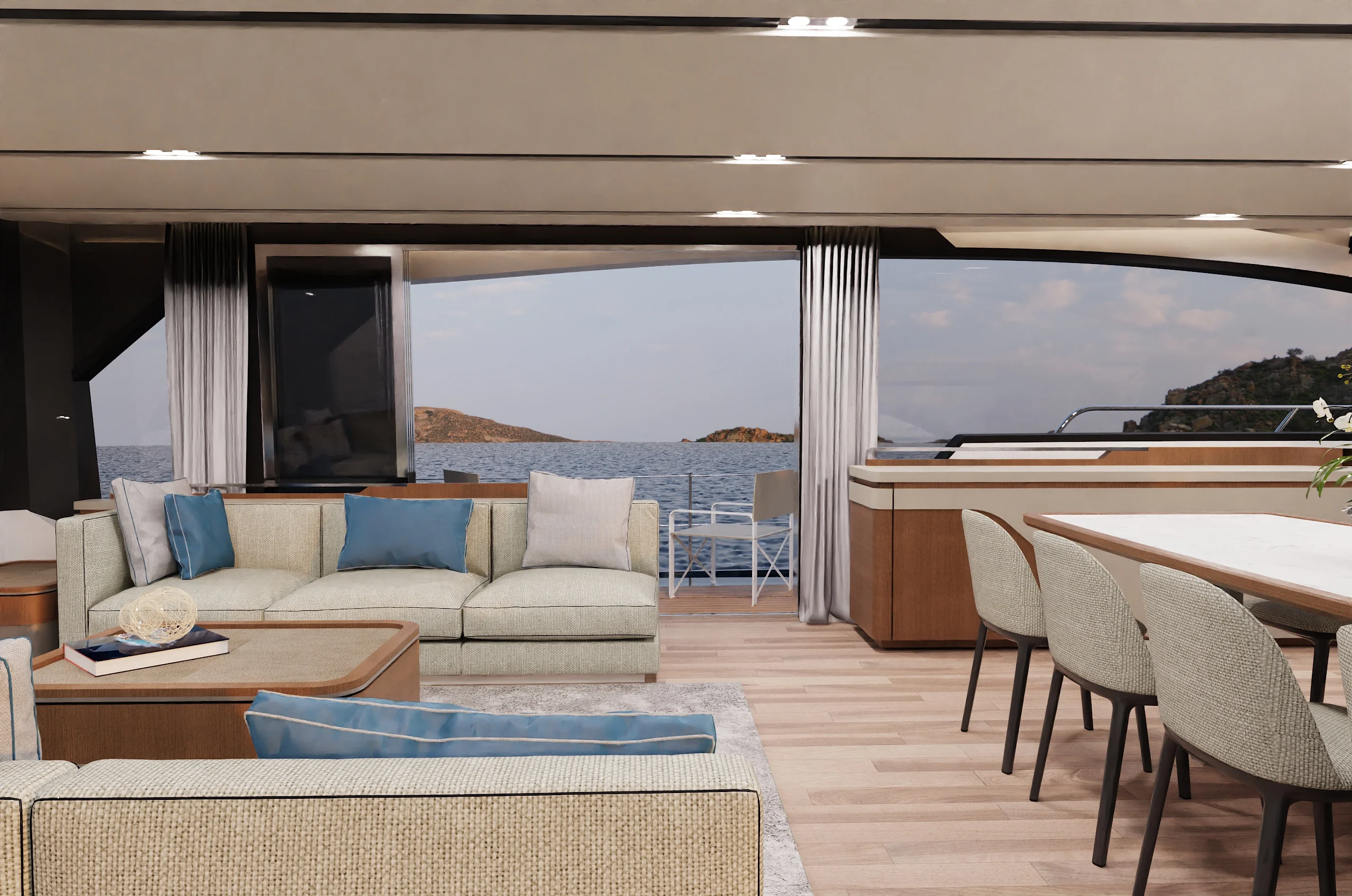 Rendering of the saloon opening to the cockpit on the Schaefer 26M
