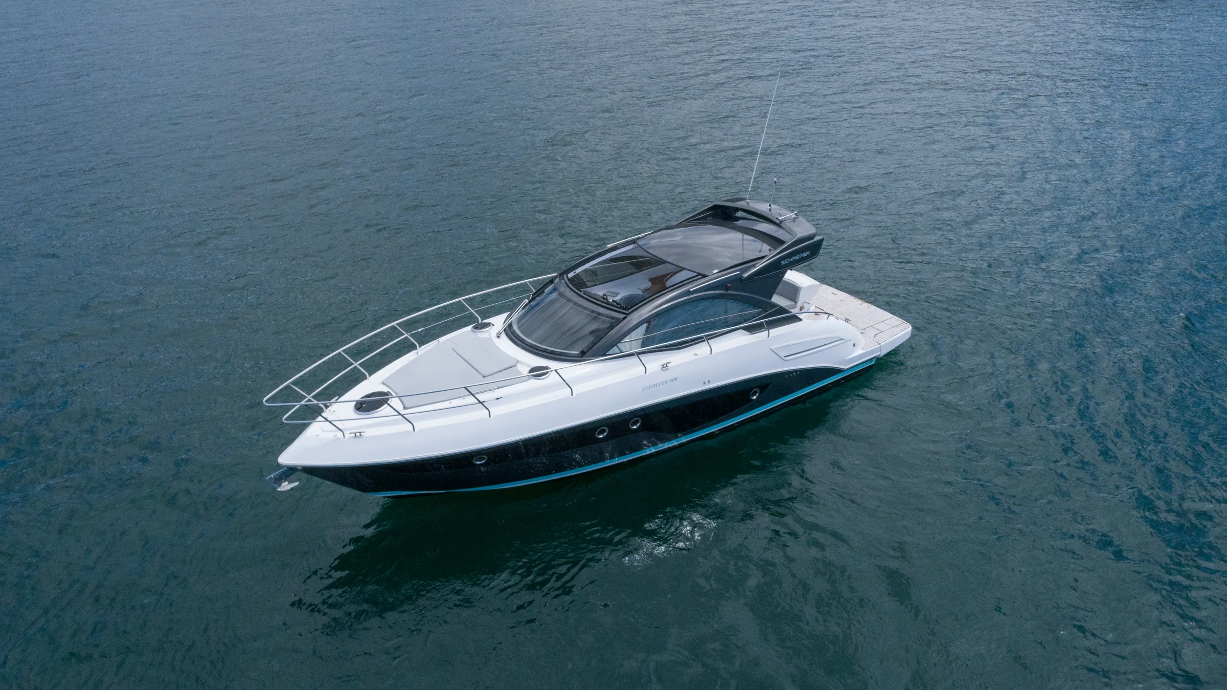 Aerial view of the Schaefer 400 running across open water