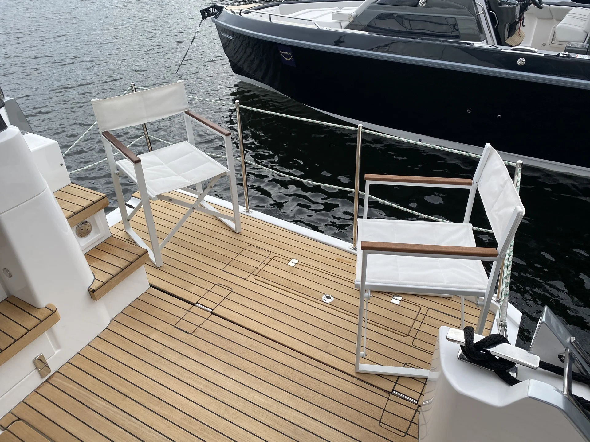 Cockpit of the Schaefer 450 with teak decking and seating