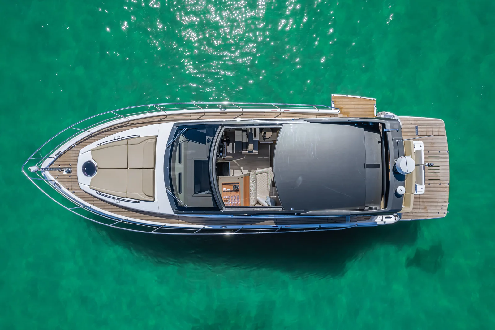 Aerial view of the Schaefer 510 GTS with the sunroof open