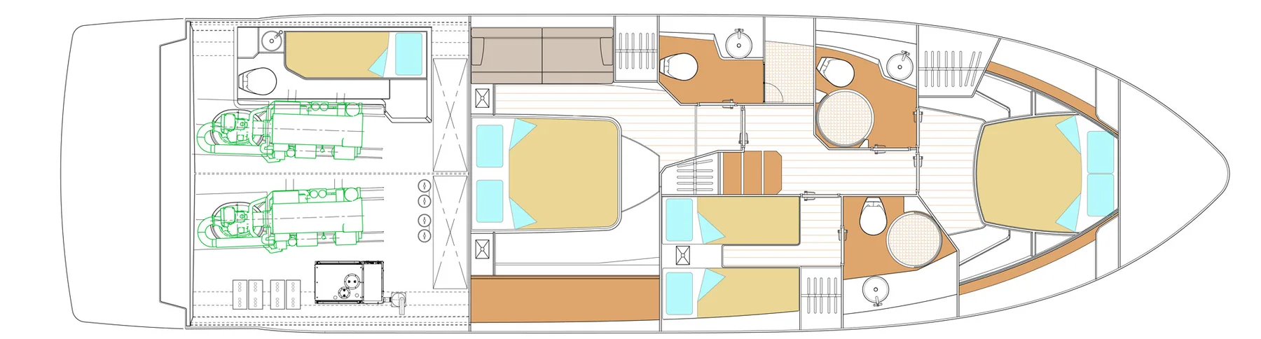 Schaefer 510 GTS lower deck cabin plan, option 1
