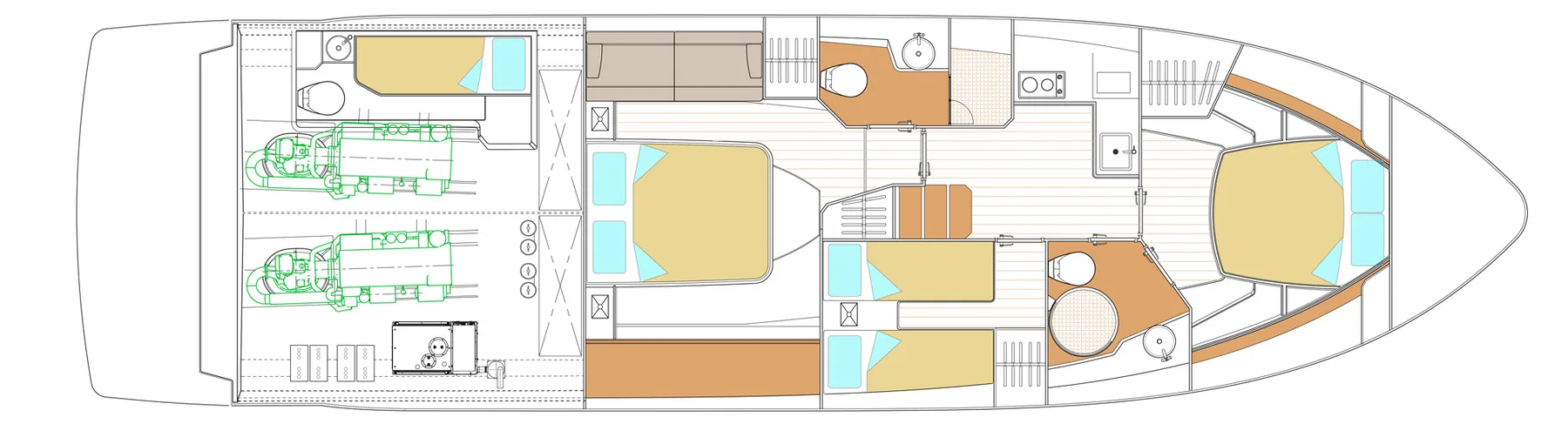 Schaefer 510 GTS lower deck cabin plan, option 2