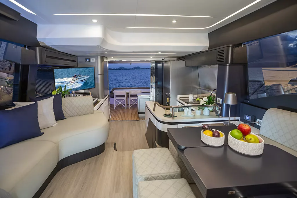 Saloon and galley of the Schaefer 600 looking aft