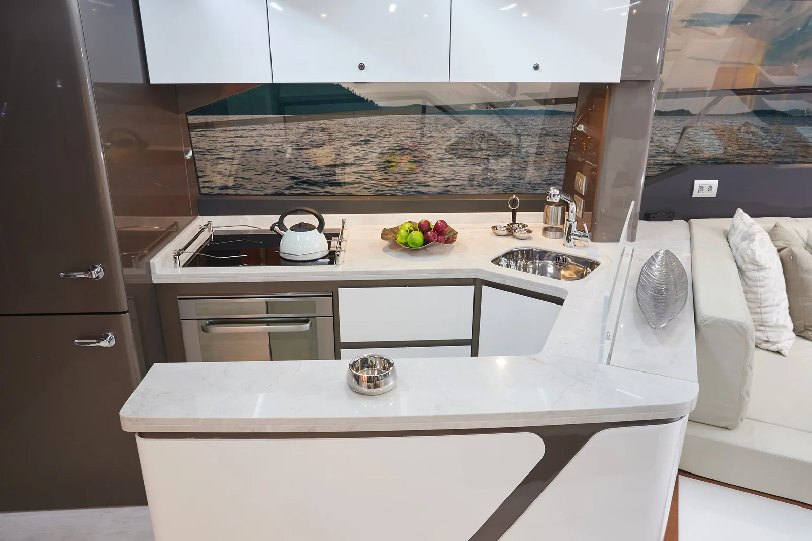 Galley of the Schaefer 660 with induction cooktop