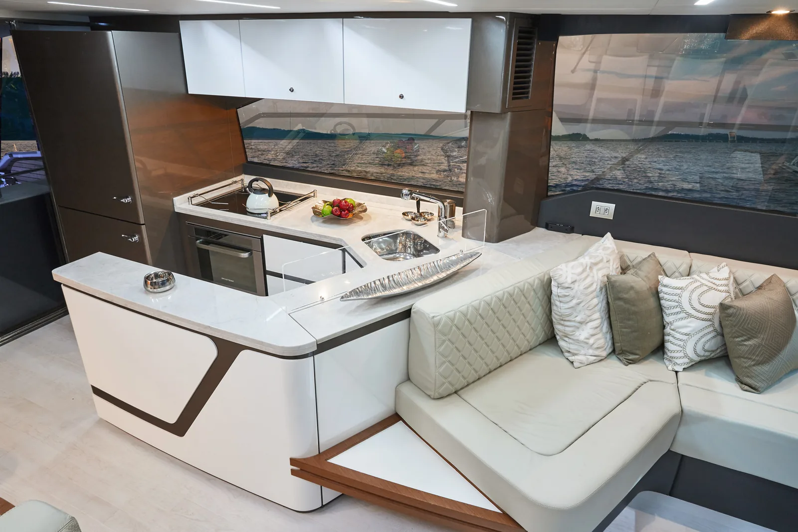 Galley island and saloon of the Schaefer 660