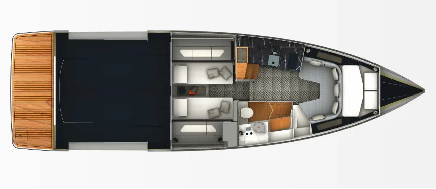 Schaefer V44 lower deck interior plan