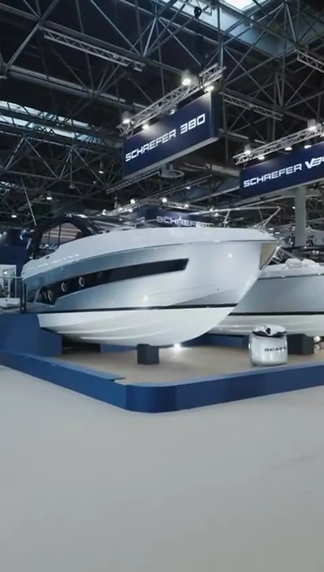 Schaefer yachts on the stand inside the exhibition hall at boot Düsseldorf